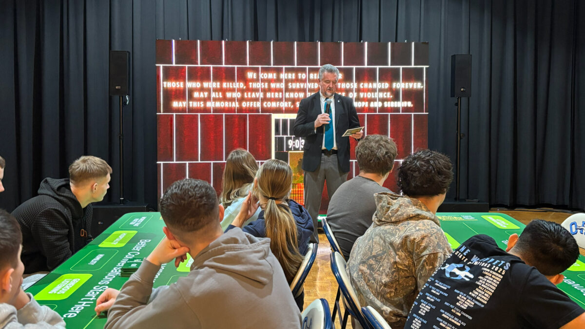 <p>The Journey of Hope Phase II brought our team to Okeene High School in Blaine County! During two sessions, 47 students spent time learning about the impact of the Oklahoma City bombing before participating in Better Conversations with their peers, talking about how they can live the Oklahoma Standard as leaders in their school. Representative Mike Dobrinski joined the visit in his hometown, highlighting the value of bringing these discussions directly into local classrooms.</p<