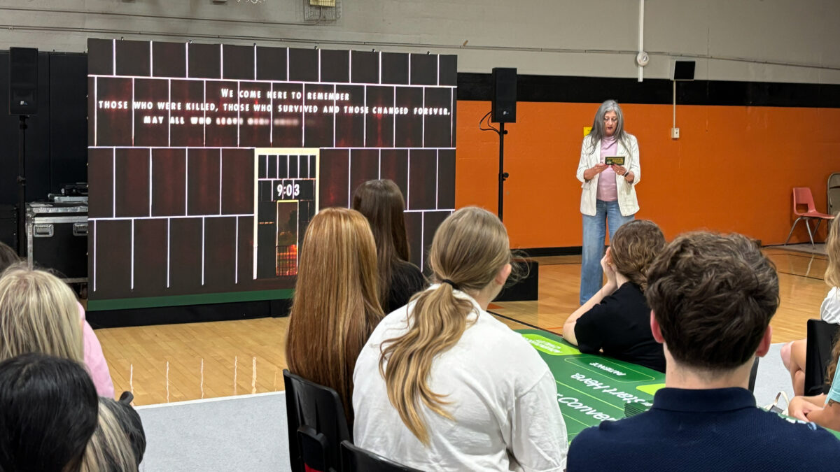 <p>Journey of Hope Phase II stopped in Garvin County, where Lindsay High School students took part in a day of discussion and reflection. Representative Cindy Roe read the Memorial’s Mission Statement and joined students in Better Conversations, with discussions focused on using social media for good, bringing their school community together and practicing patience as listeners. It was also a meaningful full-circle moment, as Brandy McDonnell, a writer for The Oklahoman who attended Lindsay High School at the time of the bombing, returned to cover the program while her own child is now a student at the school.</p>