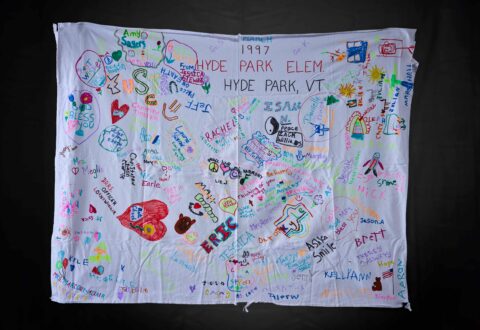 Tapestry from an Elementary School Covered in Signatures