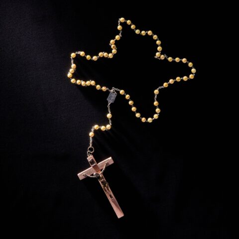 Beaded Rosary with Wooden Crucifix at the End