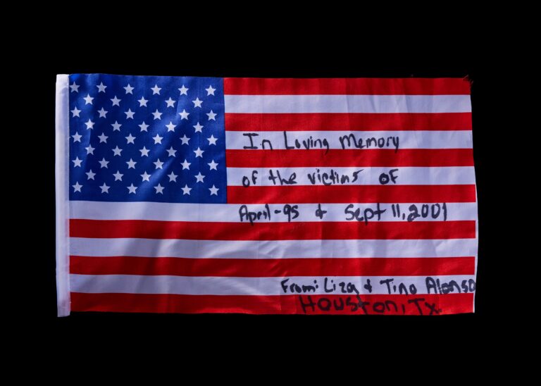 American Flag: “In memory of those who died on April 19 and September 11.”