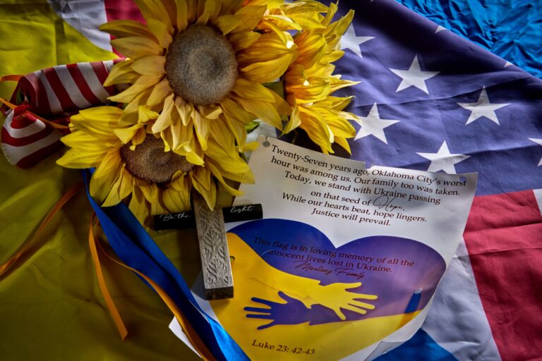 Ukraine Flag, Flower and Letter